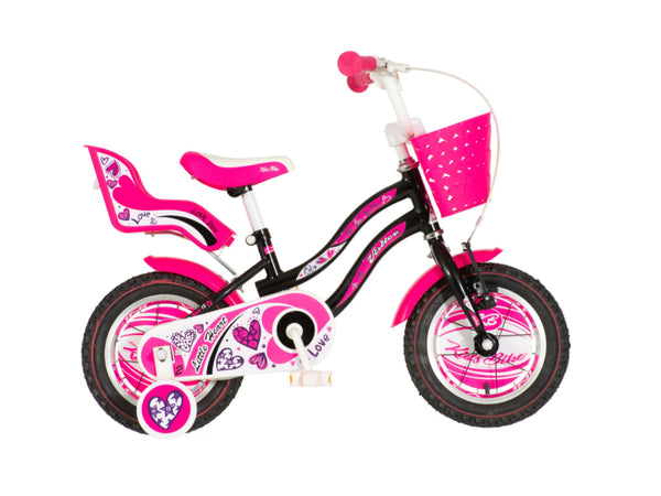Bicikl kids visitor heart 12" 7" v-brake  kontra 95-115cm (12") crno roze