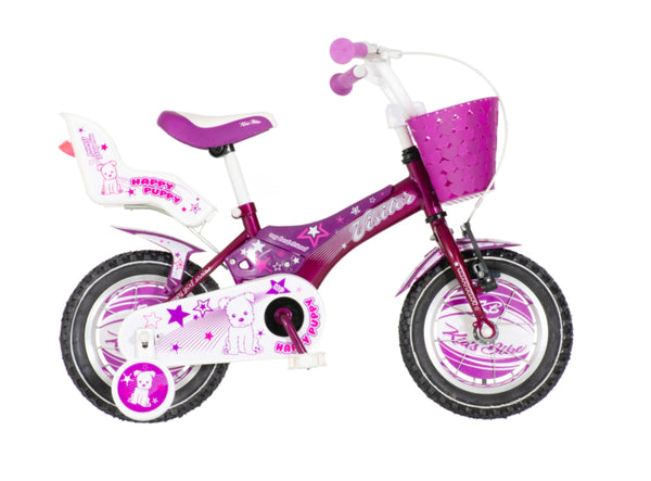 Bicikl kids visitor happy 12" 9" v-brake kontra 95-115cm (12") ljubičasti perla uv sjaj