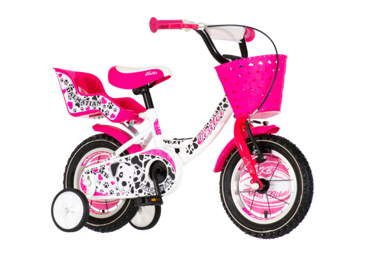 Bicikl kids visitor dalmatian 12" 7" v-brake  kontra 95-115cm (12") belo roze