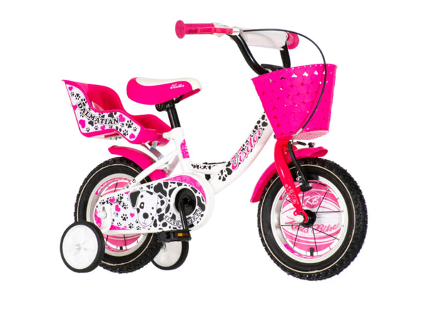 Bicikl kids visitor dalmatian 12" 7" v-brake  kontra 95-115cm (12") belo roze