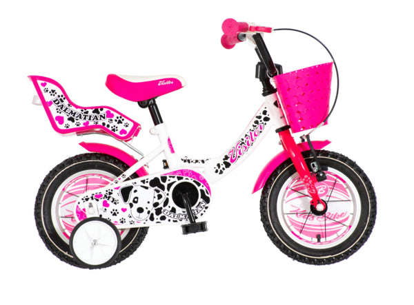 Bicikl kids visitor dalmatian 12" 7" v-brake  kontra 95-115cm (12") belo roze