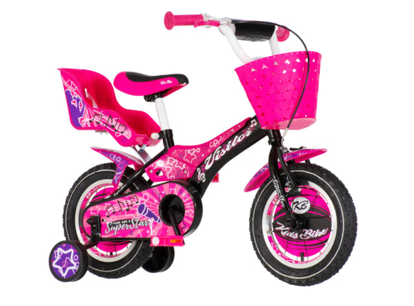 Bicikl kids visitor star 12" 9" v-brake  kontra 95-115cm (12") crno ljubičasti