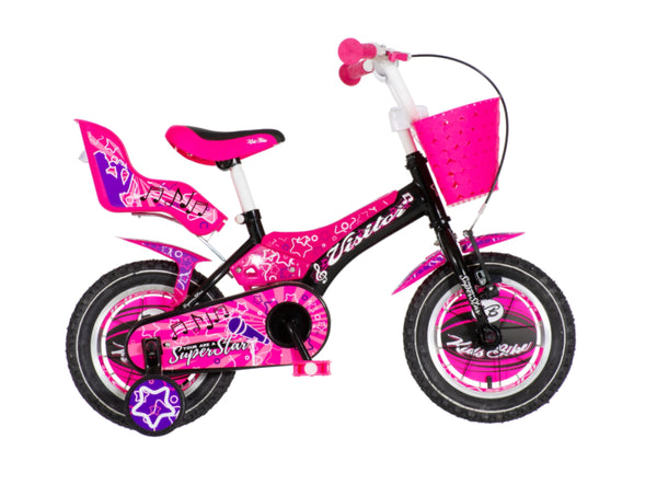 Bicikl kids visitor star 12" 9" v-brake  kontra 95-115cm (12") crno ljubičasti