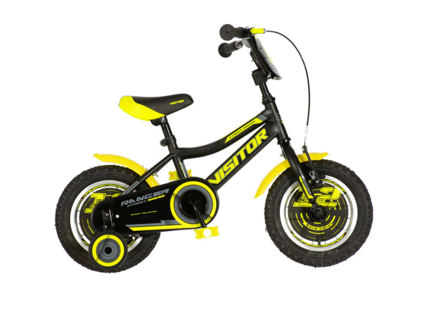 Bicikl kids visitor ranger 12" 8" v-brake  kontra 95-115cm (12") crno žuti polu mat