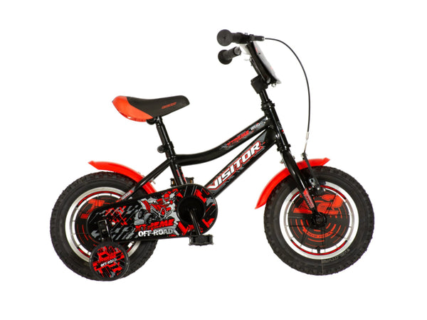 Bicikl kids visitor xtreme 12" 8" v-brake  kontra 95-115cm (12") crno crveni