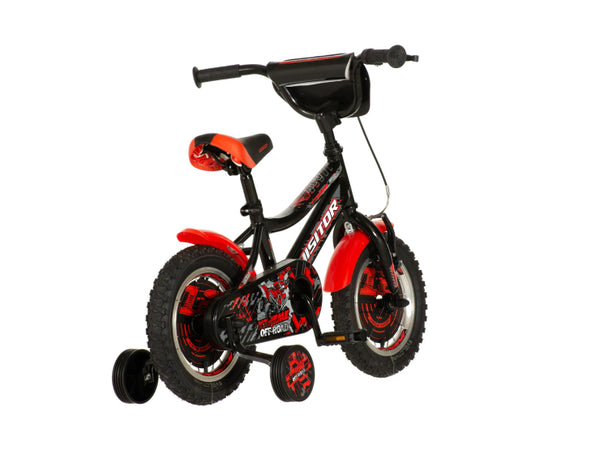 Bicikl kids visitor xtreme 12" 8" v-brake  kontra 95-115cm (12") crno crveni