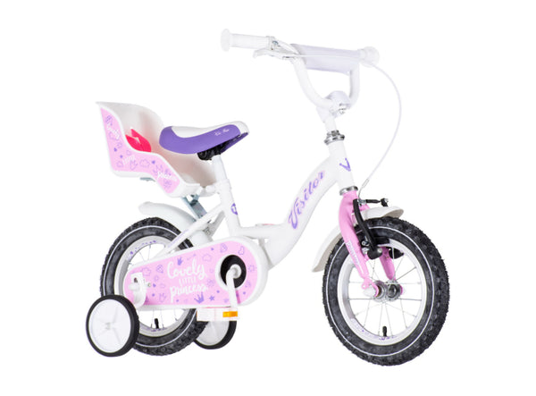 Bicikl kids visitor liloo 12" 8" v-brake  kontra 95-115cm (12") belo roze perla