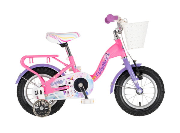 Bicikl kids visitor unicorn 12" v-brake  kontra 95-115cm (12") roze uv sjaj