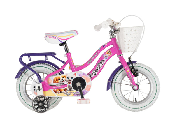 Bicikl kids visitor best friend 12" 8" v-brake  kontra 95-115cm (12") roze neon uv sjaj
