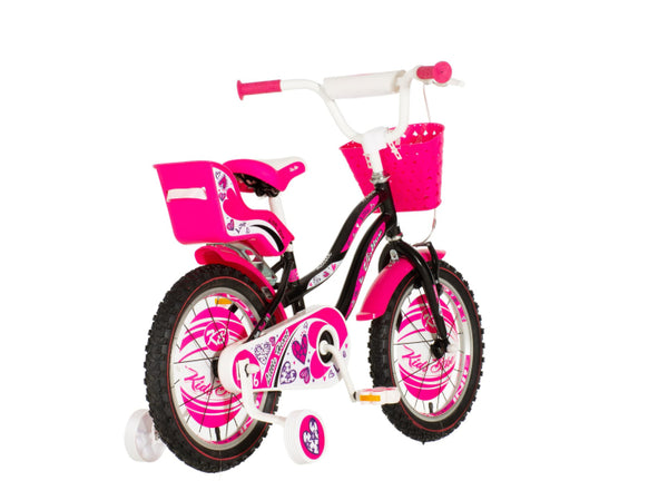 Bicikl kids visitor heart 16" 9" v-brake  kontra 105-125cm (16") crno roze