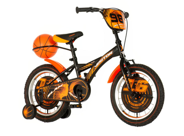 Bicikl kids visitor basket 16" 9" v-brake  kontra 105-125cm (16") crno narandžasti polu mat