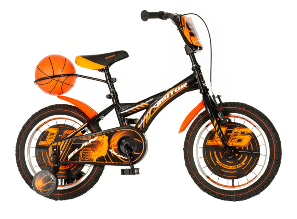 Bicikl kids visitor basket 16" 9" v-brake  kontra 105-125cm (16") crno narandžasti polu mat