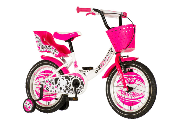 Bicikl kids visitor dalmatian 16" 8" v-brake  kontra 105-125cm (16") belo roze