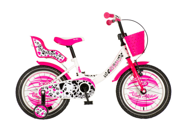 Bicikl kids visitor dalmatian 16" 8" v-brake  kontra 105-125cm (16") belo roze