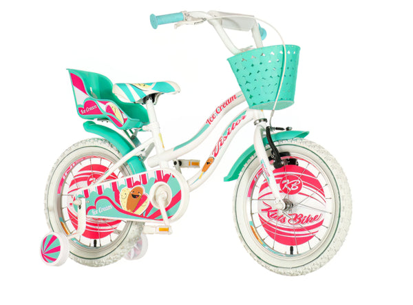Bicikl kids visitor icecream 16" 9" v-brake  kontra 105-125cm (16") belo tirkiz perla