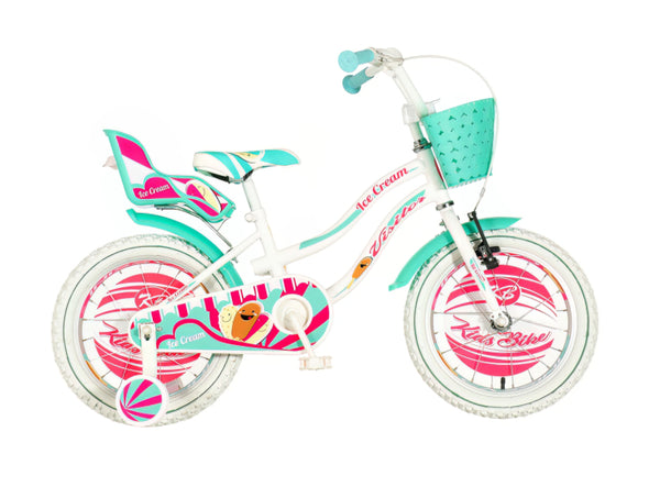 Bicikl kids visitor icecream 16" 9" v-brake  kontra 105-125cm (16") belo tirkiz perla