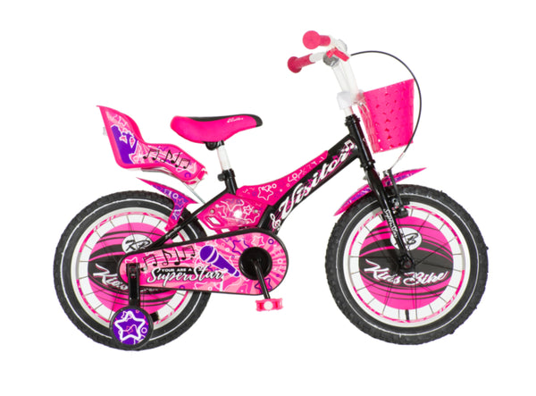 Bicikl kids visitor star 16" 10" v-brake  kontra 105-125cm (16") crno ljubičasti