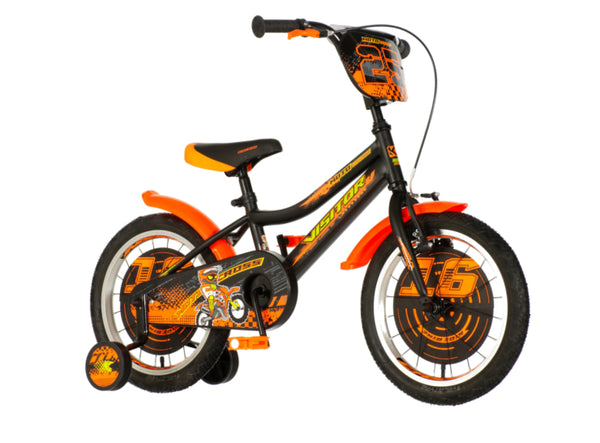 Bicikl kids visitor motocross 16" 9" v-brake  kontra 105-125cm (16") crno narandžasti polu mat