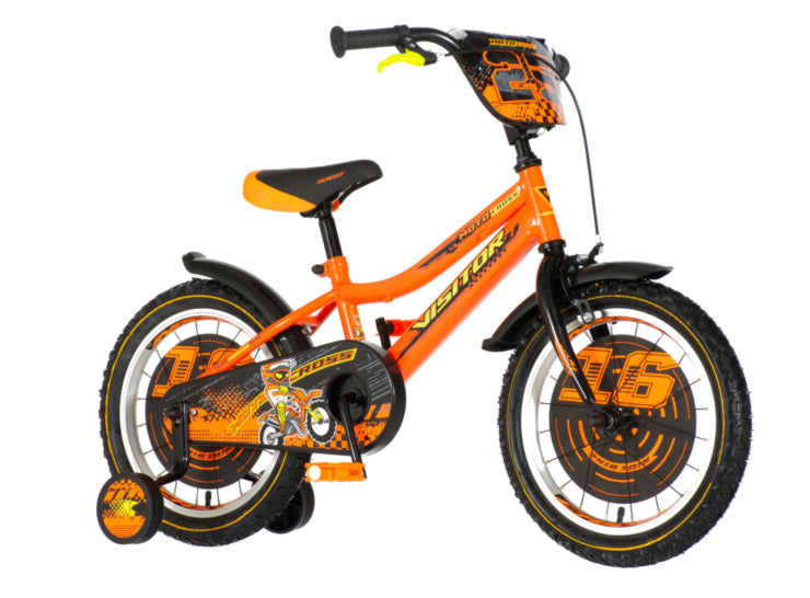 Bicikl kids visitor motocross 16" 9" v-brake  kontra 105-125cm (16") neon narandžasti uv