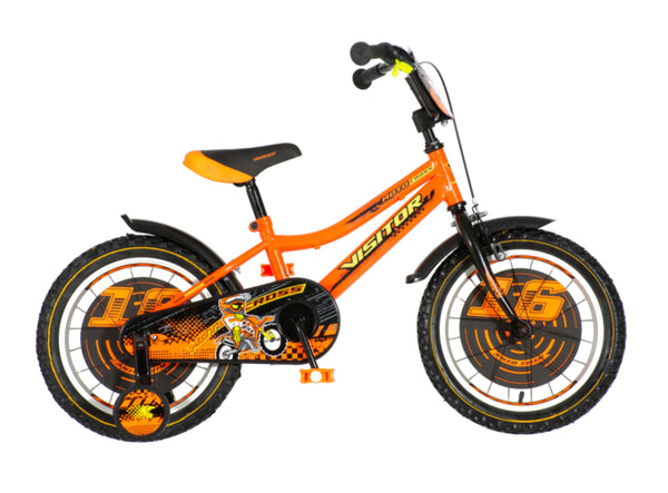 Bicikl kids visitor motocross 16" 9" v-brake  kontra 105-125cm (16") neon narandžasti uv