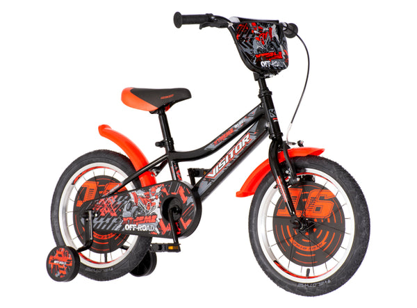 Bicikl kids visitor xtreme 16" 9" v-brake  kontra 105-125cm (16") crno crveni