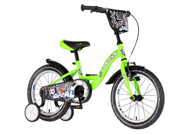 Bicikl kids visitor goal 16" 9" v-brake  kontra 105-125cm (16") belo zeleni neon