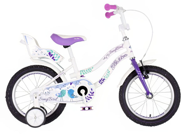 Bicikl kids visitor songbird 16" 9" v-brake  kontra 105-125cm (16") belo ljubičasti perla