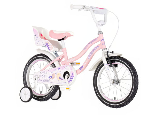 Bicikl kids visitor songbird 16" 9" v-brake  kontra 105-125cm (16") roze