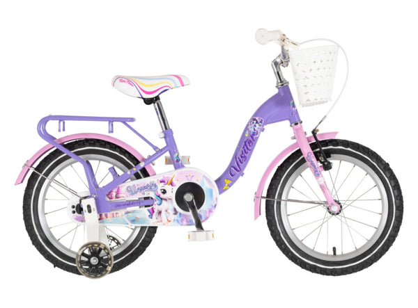Bicikl kids visitor unicorn 16" 9" v-brake kontra 105-125cm (16") ljubičasti