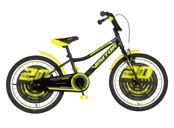 Bicikl kids visitor ranger 20" 10" v-brake  kontra 115-135cm (20") crno žuti polu mat