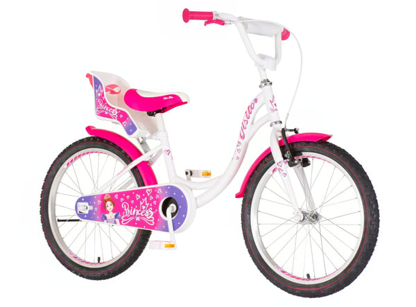 Bicikl kids visitor princess 20" 11" v-brake  kontra 115-135cm (20") belo roze perla