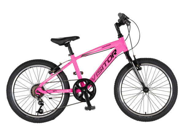 Bicikl junior 20 visitor fox roll alu 20" tvrda alu 12" v-brake  6 brzina 132-155cm (xs) roze neon u
