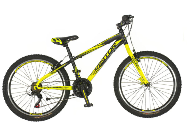 Bicikl junior 24 visitor fox 24" 13" v-brake  18 brzina 132-155cm (xs) crno žuti