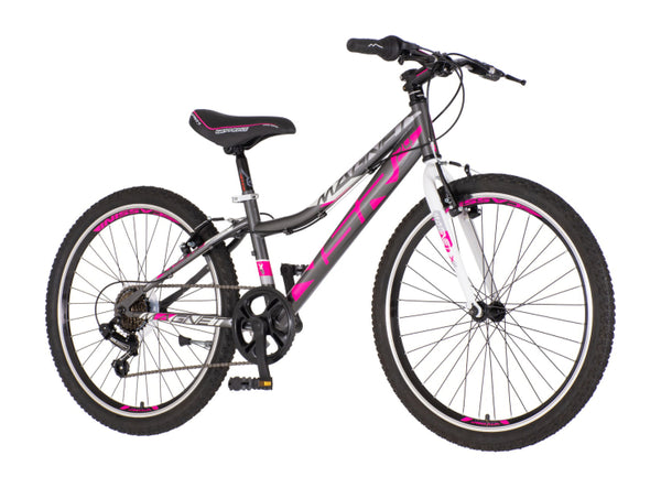 Bicikl junior 24 visitor fox 24" 14"  v-brake  6 brzina 132-155cm (xs) sivo roze polu mat