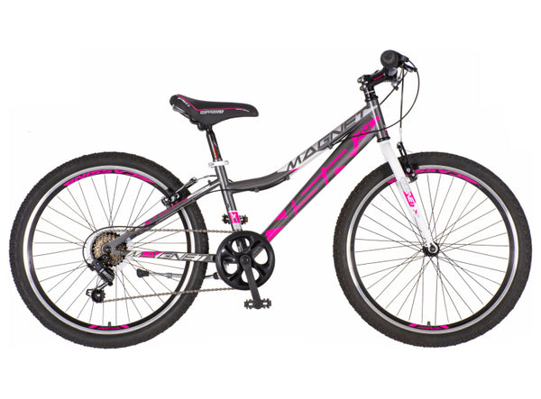 Bicikl junior 24 visitor fox 24" 14"  v-brake  6 brzina 132-155cm (xs) sivo roze polu mat