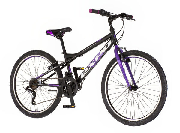 Bicikl junior 24 explorer spark 24" 13" v-brake  18 brzina 132-155cm (xs) crno ljubičasti