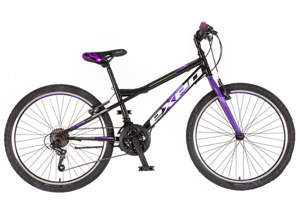 Bicikl junior 24 explorer spark 24" 13" v-brake  18 brzina 132-155cm (xs) crno ljubičasti