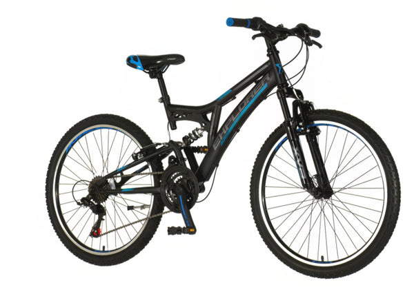 Bicikl junior 24 explorer thunder 24" full susp 21" v-brake   21 brzina 142-165cm (s) crno plavi