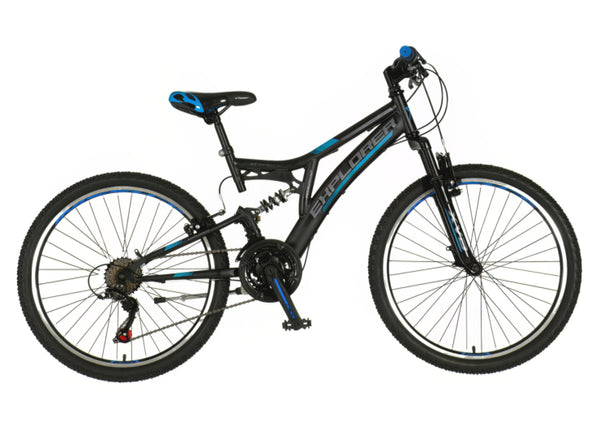Bicikl junior 24 explorer thunder 24" full susp 21" v-brake   21 brzina 142-165cm (s) crno plavi