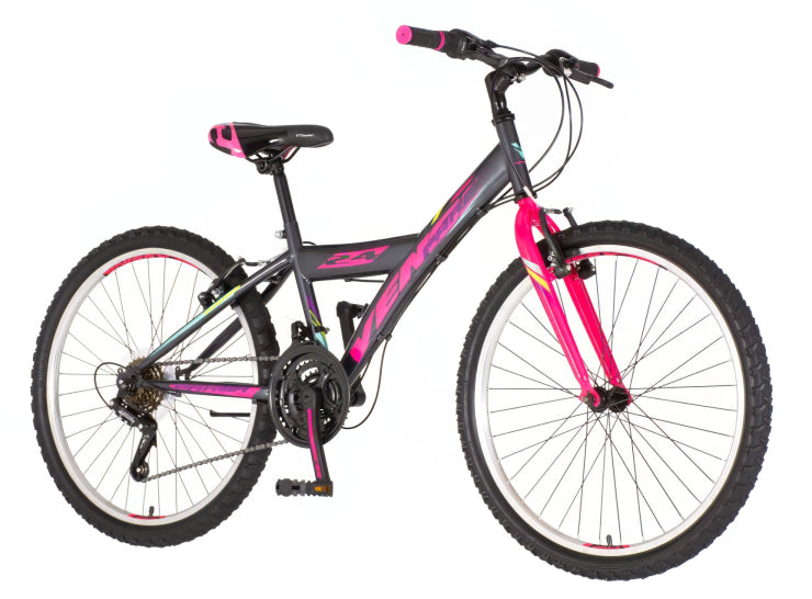 Bicikl junior 24 venssini parma 24" 13"  v-brake  18 brzina 132-155cm (xs) crno roze