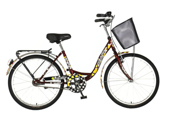 Bicikl city visitor lowland 24" 15" v-brake kontra favorit 155-178cm (s/m) bordo žuti