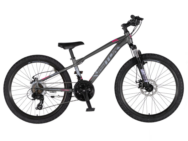 Bicikl junior 24 visitor cascade 24" amortizer 12" disk dupli 21 brzina 142-165cm (s) sivi polu mat