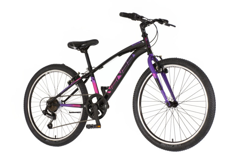 Bicikl junior 24 venssini arcadia 24" 12" v-brake  6 brzina 132-155cm (xs) crno ljubičasti