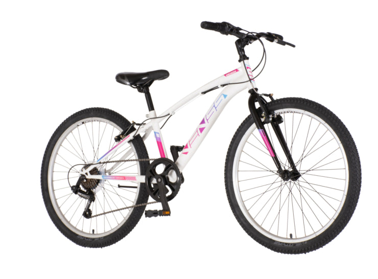 Bicikl junior 24 venssini arcadia 24" 12" v-brake  6 brzina 132-155cm (xs) belo roze