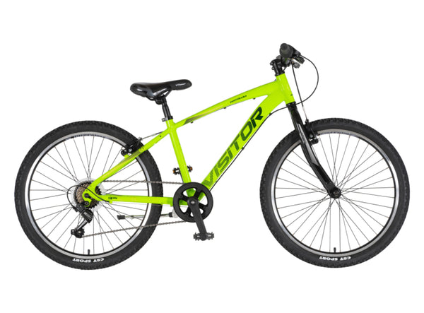 Bicikl junior 24 visitor fox roll alu 24" tvrda alu 14" v-brake  7 brzina 132-155cm (xs) zeleni neon