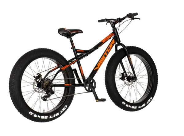 Bicikl fatbike visitor fat bike 26" 16" prednji i zadnji disk 7 brzina 158-175cm (m) crno narandžast
