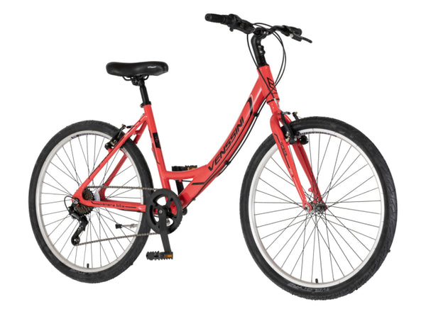 Bicikl mtb venssini parma alu 26" alu 17" v-brake  6 brzina 142-165cm (s) roze