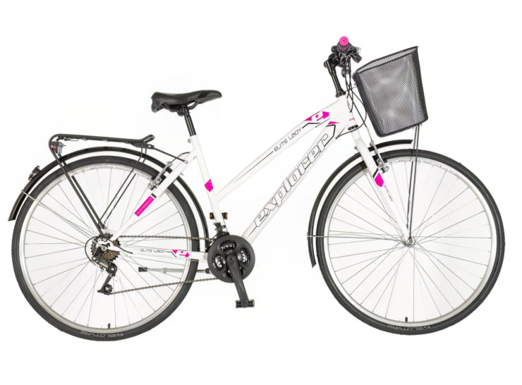 Bicikl city explorer lady 28" 18" v-brake  18 brzina 155-178cm (s/m) belo roze