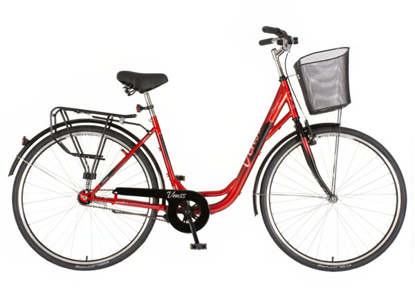 Bicikl city venssini diamante 28" 19" v-brake  kontra 167-192cm(l/xl) crveni