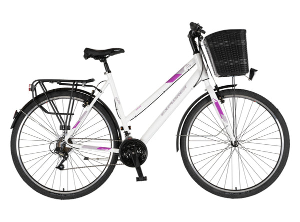 Bicikl tour explorer axys lady pro 28" alu 21" v-brake  18 brzina 167-192cm (l/xl) belo ljubičasti p
